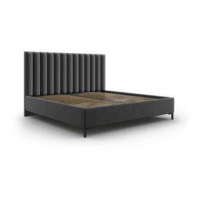 Tmavě šedá čalouněná dvoulůžková postel s úložným prostorem s roštem 180x200 cm Casey – Mazzini Beds