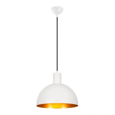 Závěsné svítidlo v bílé a zlaté barvě s kovovým stínidlem ø 30 cm Sivani – Opviq lights