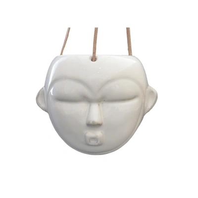 Bílý závěsný květináč PT LIVING Mask, výška 15,2 cm