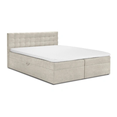 Béžová boxspring postel s úložným prostorem 200x200 cm Jade – Mazzini Beds