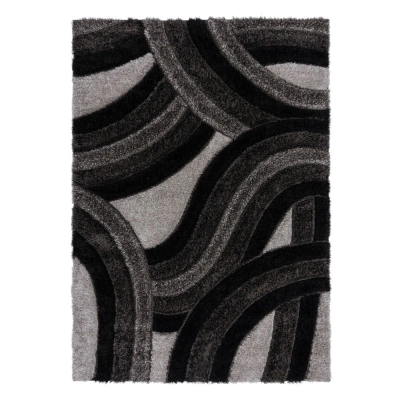 Černo-šedý ručně tkaný koberec z recyklovaných vláken 120x170 cm Velvet – Flair Rugs