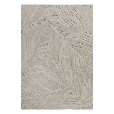 Šedý vlněný koberec Flair Rugs Lino Leaf, 160 x 230 cm