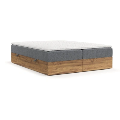 Boxspring postel s úložným prostorem v šedo-přírodní barvě 180x200 cm Faro – Maison de Rêve