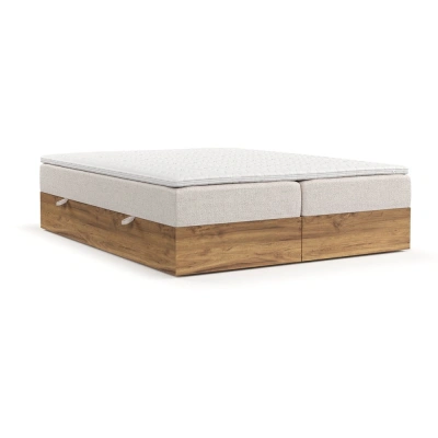 Boxspring postel s úložným prostorem v béžovo-přírodní barvě 200x200 cm Faro – Maison de Rêve