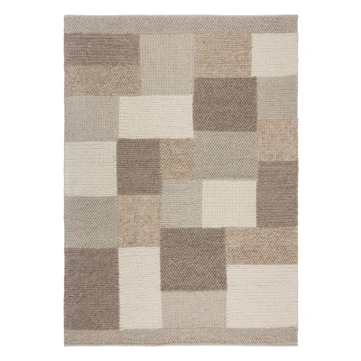 Béžový ručně tkaný koberec s příměsí vlny 80x150 cm Minerals Patchwork – Flair Rugs