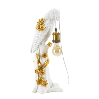 Stolní lampa v bílo-zlaté barvě (výška 50,5 cm) Parrot – Mauro Ferretti
